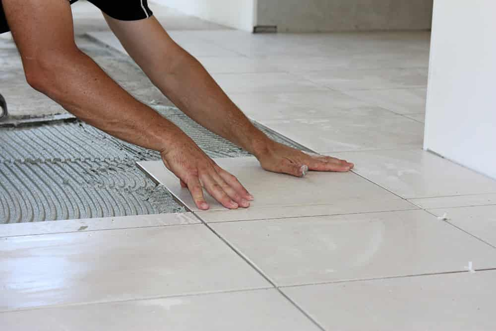 Small kitchen floor tiles installation