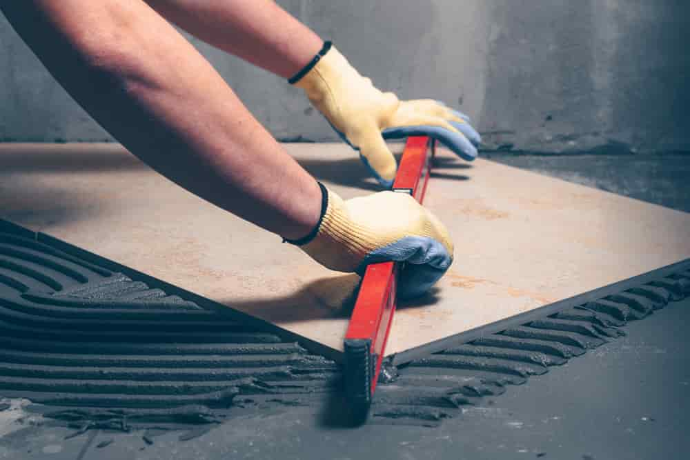 Small kitchen floor tiles installation