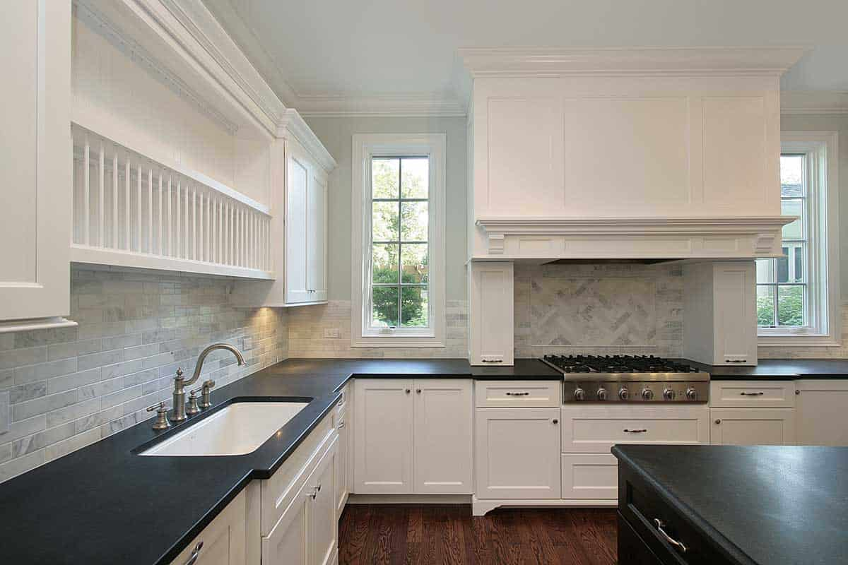  different backsplash tiles for black and white kitchen 